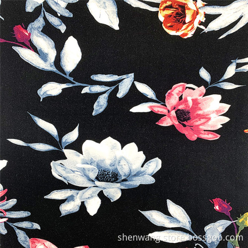 High Quality Lotus Pattern Printed Rayon Clothes Fabrics